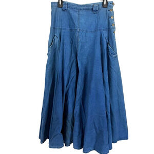 Liz Claiborne Liz Wear Vintage 100% Cotton Full Midi Modest Skirt Chambray sz 12